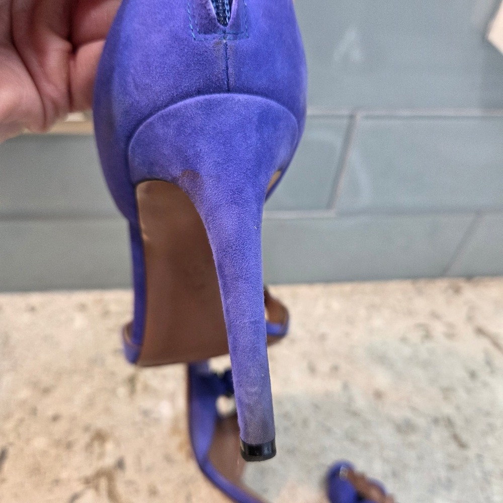 Alaia Bombe Purple Suede Studded Ankle Strap Sandals Heels 39.5 Made in Italy - Picture 7 of 16
